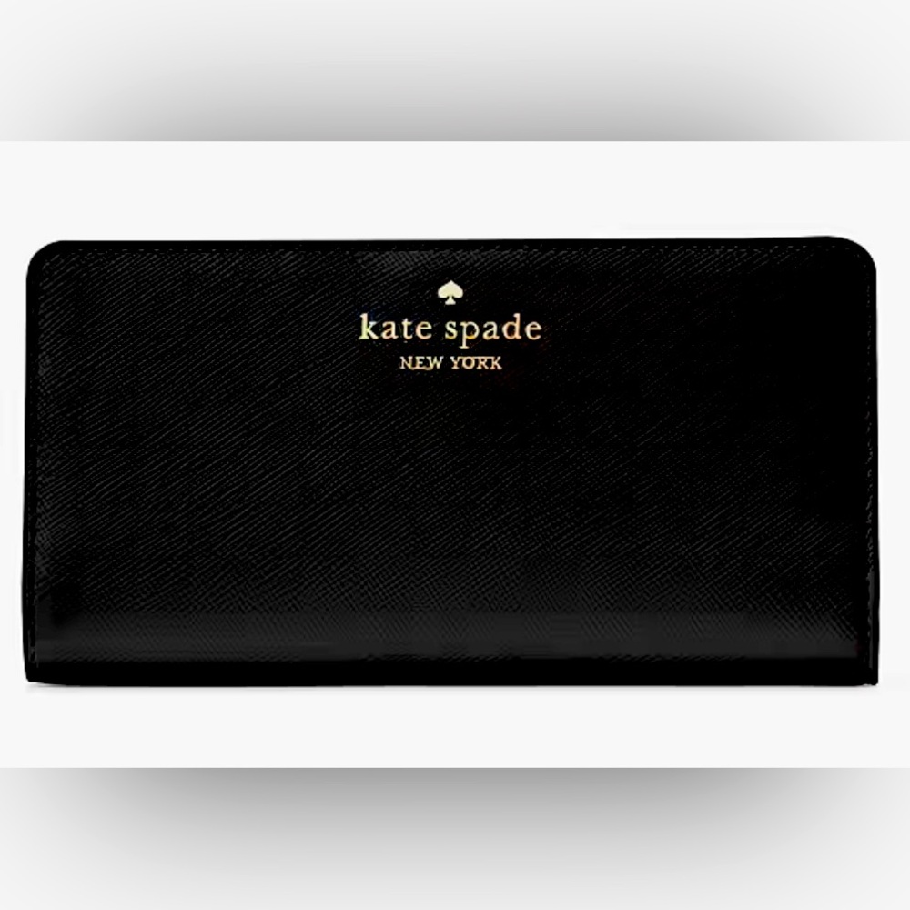 Kate Spade Large Slim Bilfold Wallet Black NWT